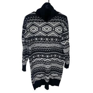 Loft Black & White Geometric Pattern Sweater Dress Size S Womens Long Sleeve